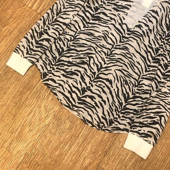 Rebecca Taylor Black and Cream Zebra Animal Print Silk Long Sleeve Blouse Size 2 - Picture 5 of 15